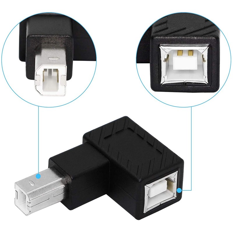 Traovien 90 Degree USB B Printer Adapter, 2 Pack USB