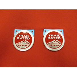 Jeep Wrangler Trail Rated 4X4 Badge Logo Nameplate Trailhawk Red NEW OEM MOPAR This is a genuine MOPAR Trail Rated 4X4 Badge Logo Nameplate Trailhawk Red Set Of 2