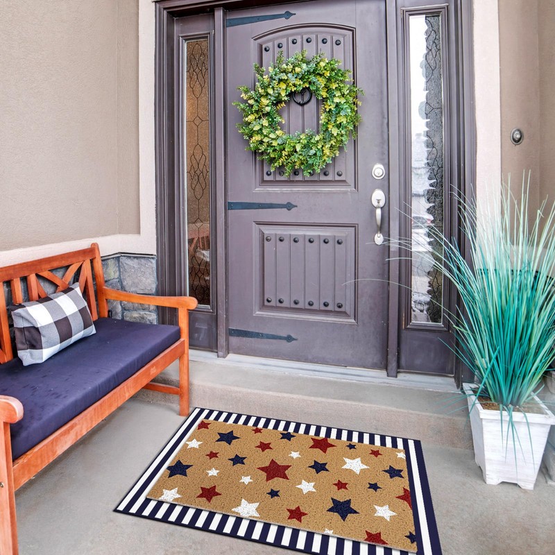 Duraaamo 2 Pcs 4th of July Door Mats Patriotic Independence