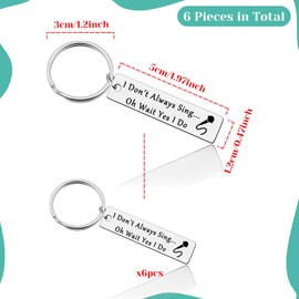 Baipilu 6Pcs Singer Gift Music Lover Gifts Keyring Appreciation Gift for Music Lover Thank You Keyring Gift Music Lover Gifts for Women Inspirational Keyring Gift Retirement Christmas Birthday Gift