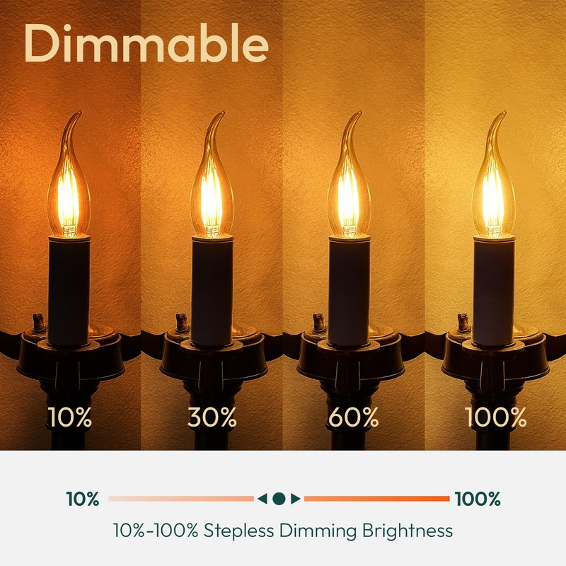 ALAMPEVER LED Chandelier Light Bulbs 40 Watt, Dimmable CA11 Candelabra