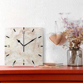 Baofu Striped Wall Clock Square Vintage Colorful Silent Non Ticking Battery Operated Accurate Retro Christmas Decorative for Kitchen Living Room Bedroom Office(8Inch)