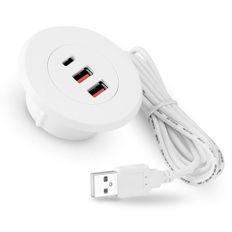 amangul Office Charging Solution Embedded USB with Splitter Round Desk
