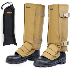 Razer Snake Gaiters for Hiking and Hunting - Snake Bite Protection Guards for Lower Legs with Storage Bag, Heavy Duty, Adjustable, Lightweight Design fits Men and Women - Lab Tested in USA (Tan)