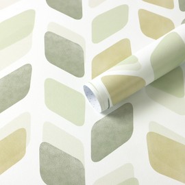 Fiula Boho Peel and Stick Wallpaper Checkered Contact Paper 17.3"x78.7" Neutral Geometric Wall Paper Modern Self Adhesive Removable Wallpaper for Bathroom Kitchen Cabinets Waterproof(Green/Yellow)