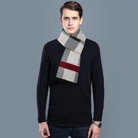 Mens Winter Scarf Fashionable Business Plaid Scarf Warm and Soft Skin Friendly Mens Scarf Christmas and Birthday Gift for Men