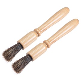 MECCANIXITY Coffee Machine Brush, 7.09" Length Wood Handle with Brown Bristle for Cleaning Espresso Machines, Grinders Pack of 2