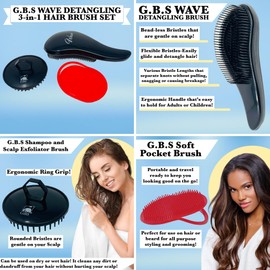 G.B.S Pet Deshedding Tools 3 Pack - Wave Fur Brush, Shampoo Brush, and Massager Brush - Perfect for Dogs or Cats