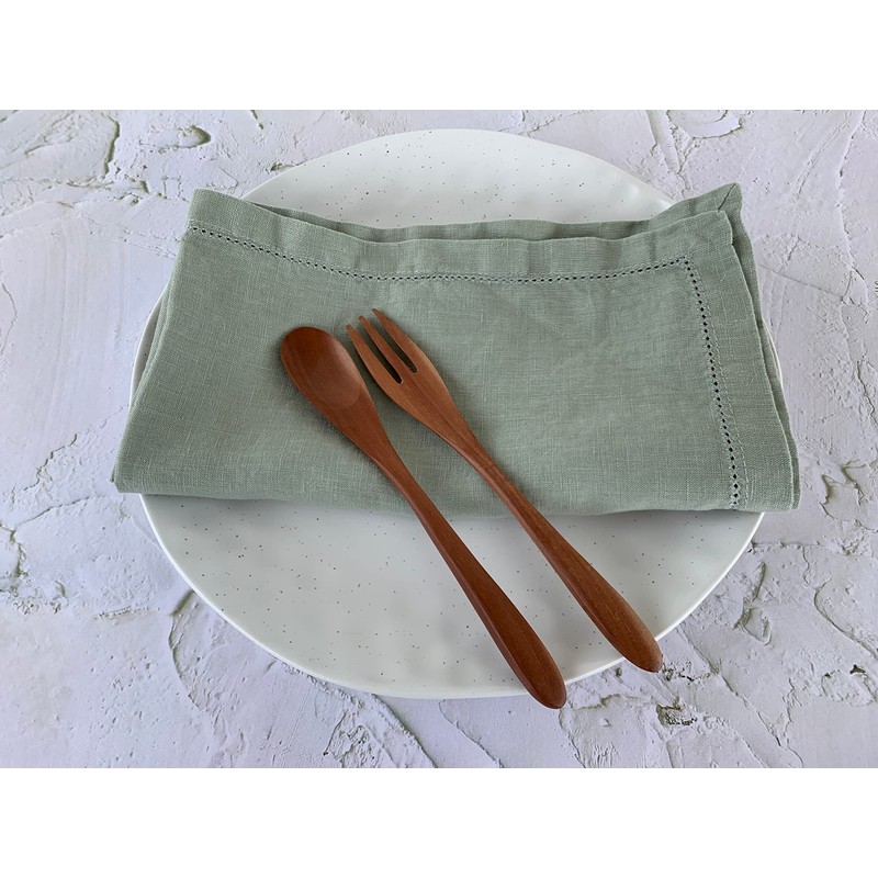 Linen Napkins –100% French Flax – Hemstitch Stonewashed Pure Linen
