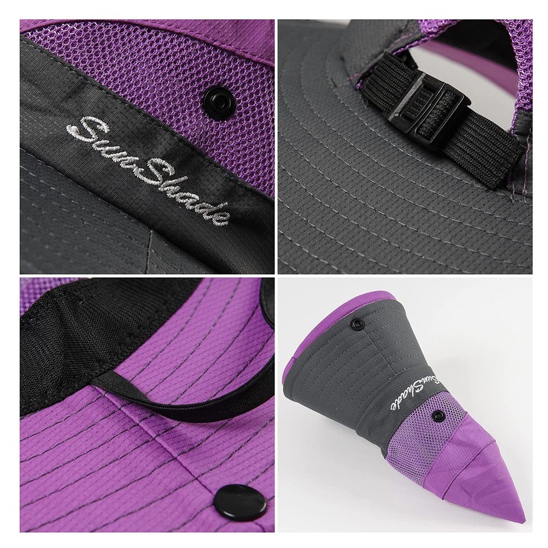 Kids Girls Ponytail Sun Hat Outdoor UV-Protection Foldable Mesh Wide-Brim