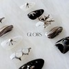 [GLORS] Gothic Press-On Nails Set, Black and Silver, Metallic Butterfly