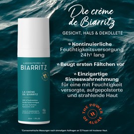 Laboratoires de Biarritz - Die Crème de Biarritz - Spendet Feuchtigkeit & beugt ersten Fältchen vor - Vegane Formel - bio-zertifiziert - Gesicht, Hals & Dekolleté - Made in France - 50 ml