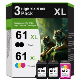 61XL Ink Cartridge Black Color Combo Pack Replacement for HP 61XL 61 HP61 XL to Envy 4500 4502 4501 5530 Printer (3 Pack)