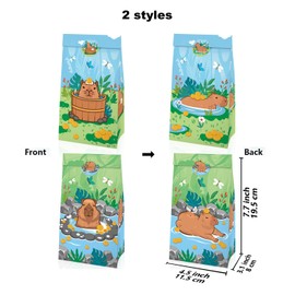 JAHEMU Capybara Geschenktüten Tier Papier Partytüten Candy Tüten Süssigkeiten Beutel Kindergeburtstag Mitgebsel Tüten mit Aufkleber für Weihnachten Geburtstag Hochzeit Party Dekoration 12 Stück