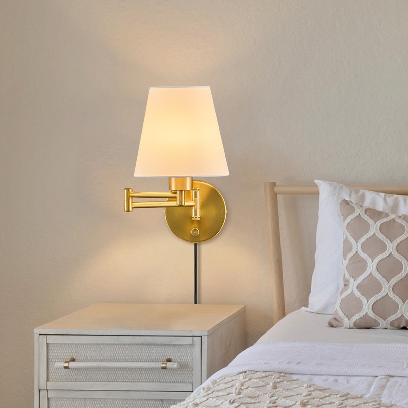 VONLUCE Swing Arm Wall Lamp, Plug in & Hardwired Wall