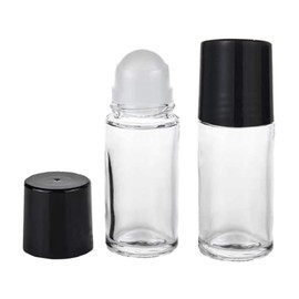 JJLFresheners 2 Pcs Black Clear Empty Glass Essential Oil Roller Bottles Vials Containers Refillable Roll-on Bottles, 30ML Refillable Cosmetic Containers Tools and Accessories Refillable Containers