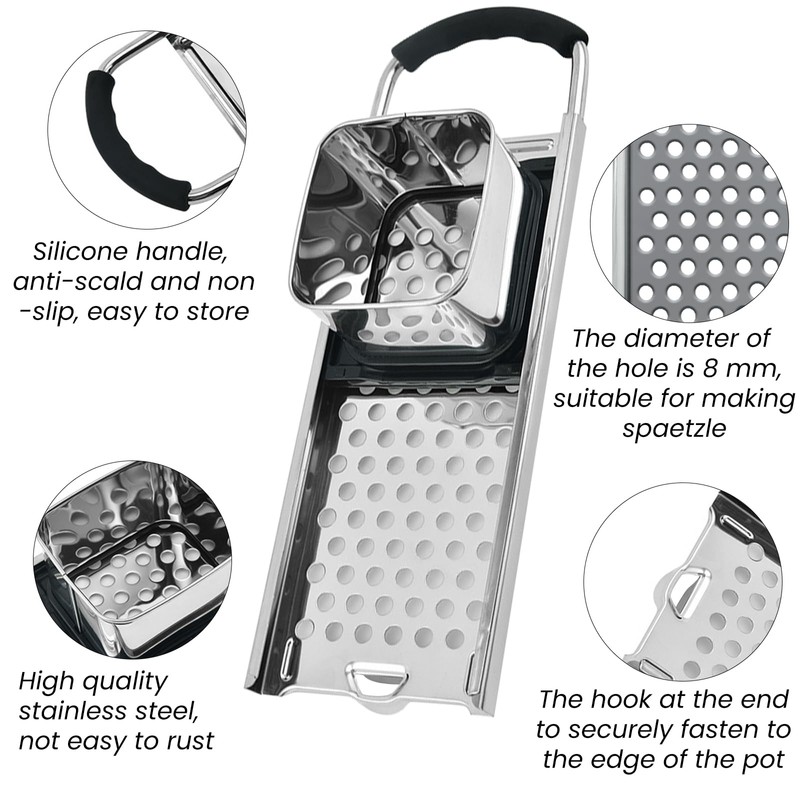 Spaetzle Maker, Premium Grade Stainless Steel Spaetzle Press and Spider