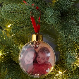 3 x LED Christmas Tree Baubles DIY for Hanging Your Personal Photos Diameter 8-10 cm - Photo Balls for Your Own Photos - Tree Baubles for Photos with LED Lighting - Illuminated Tree Baubles for Your