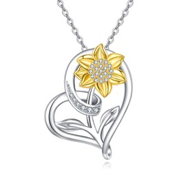 AXOMY Sunflower Necklace for Women 925 Sterling Silver Sunflower Pendant Flower Jewelry Gifts, Sterling Silver, No Gemstone