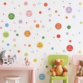 lsinspirational Quote Wall Decals for Kids Bedroom -Boho Dot Be Happy DIY Wall Art Stickers for Classroom, Nursery, Playroom - Removable Peel and Stick Motivational Decor