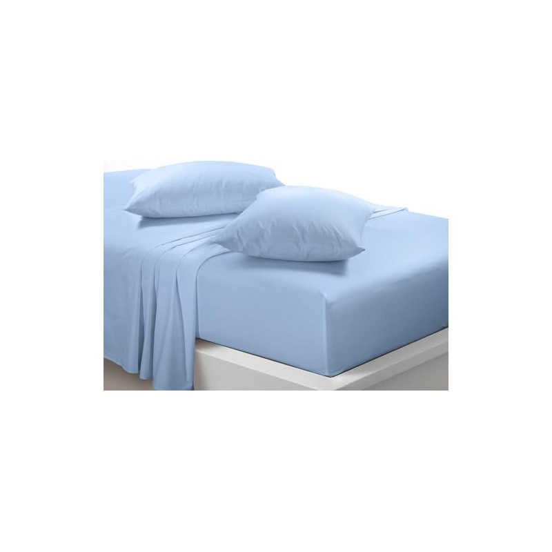 Goldstar Sky Blue Double Flat Sheet Soft Microfibre Easy Care