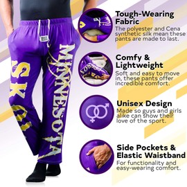 BRIEF INSANITY Minnesota Skol Football Pajama Lounge Pants | Comfortable Sleek PJ Bottoms for Men & Women (Skol, X-Large)