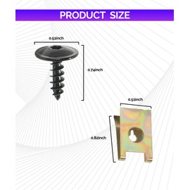 RACOONA 10 Sets Car Accessories: Bumper and Splash Shield Screws, Fender Bolts, U Shape Nut Kit, Skid Plate Fasteners - Suitable for Most Cars