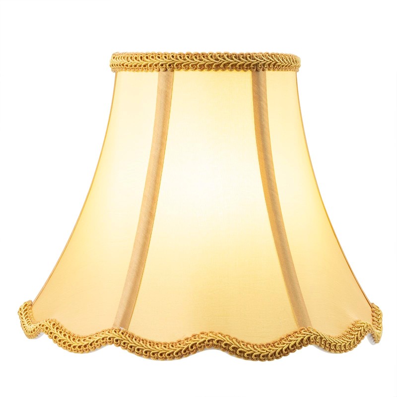 Saangseon Bell Lamp Shade, Scalloped Golden Fabric Lampshade Replacement, Softback,