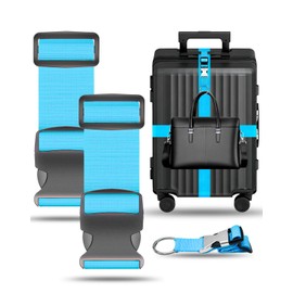 BILIONE 3Pcs Luggage Straps Set - 2 Suitcase Straps 70'' Long and 1 Add A Bag Strap, Adjustable Luggage Identifiers Nylon Travel Belt