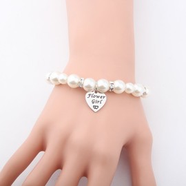 Ensianth Flower Girl Bracelet Wedding Party Gift Flower Girl Pearl Bracelet Childrens Kids Jewelry (Flower Girl)