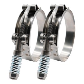 2.75 inch T Bolt Hose Clamp Stainless Steel - Spring Loaded Heavy Duty Hose Clamps 65mm - 73mm for 2.75" Hose, Auto-adjusting Diameter helps Maintain Constant Tension and Tight Fit (65-73mm, 2 Pack)