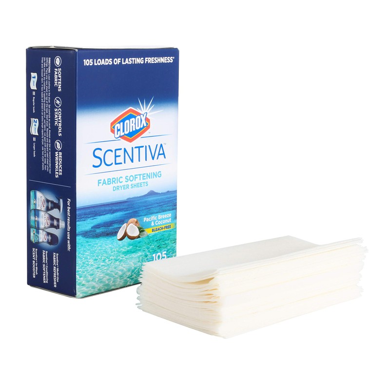 Clorox Scentiva Fabric Softener Dryer Sheets, Pacific Breeze & Coconut
