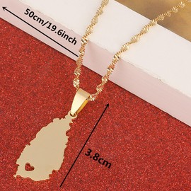 Stainless Steel Heart Saint Lucia Map Necklace St. Lucia Pendant Jewelry