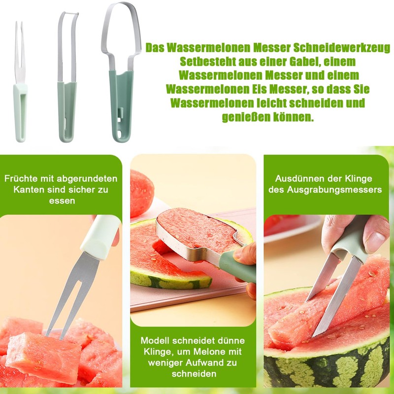 Norhogo 3-in-1 Watermelon Fork Cutter, Watermelon Cutter with Melon Cutter