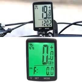 Bike Computer, 2.8in Backlight LCD Screen Display Wireless Bicycle Speedometer Odometer Include Cadence Sensor and Amount, Waterproof Cycling Computer for Outdoor Cycling