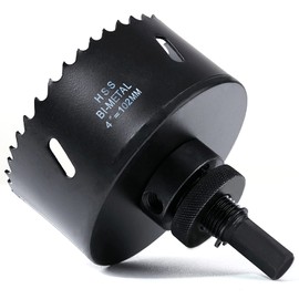102mm(4") HSS Hole Saw for Wood, M42 Bi-Meta Vent Cutter in 30mm Cutting Depth, Black Finished Soffit Cutter Saw with Heavy Duty Hex Shank Arbor
