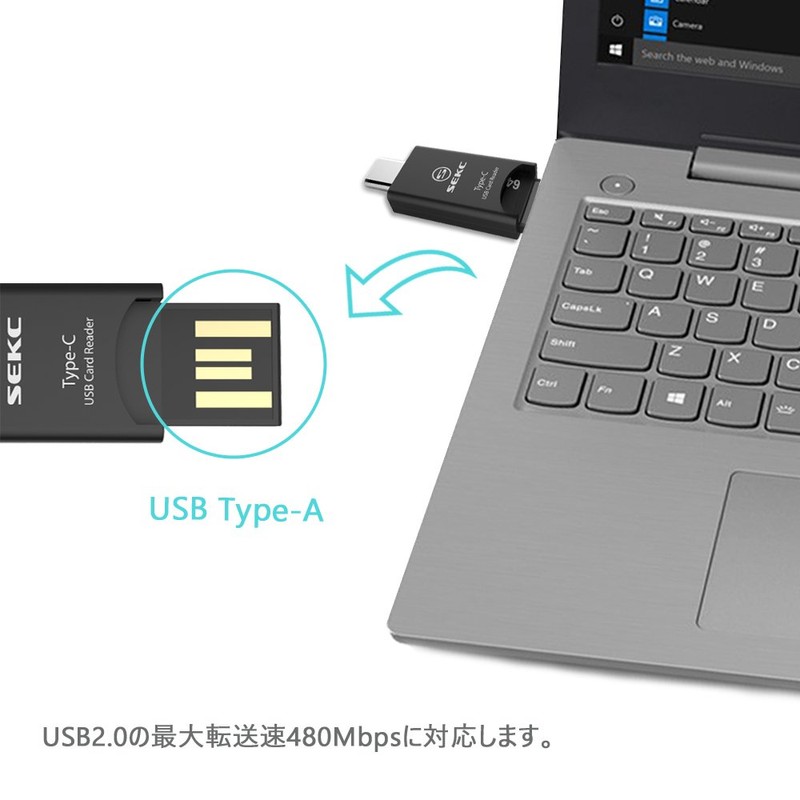 Sekc MicroSD Card Reader, Type-C USB 3.1, type-A USB 2.0