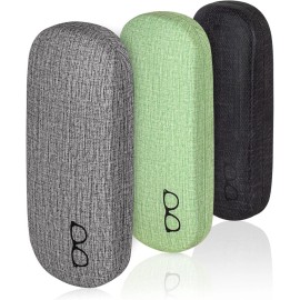 Set of 3 Hard Shell Leather Eyeglass Cases - Superior Protection & Style