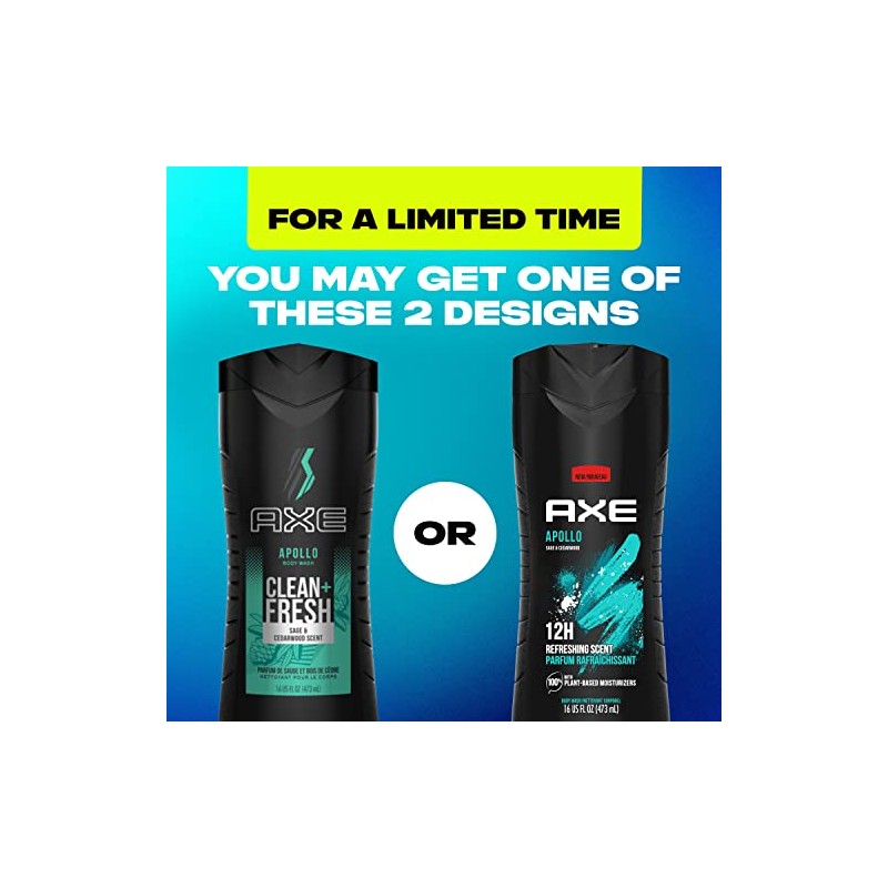 AXE Body Wash for Long Lasting Freshness Apollo Sage &