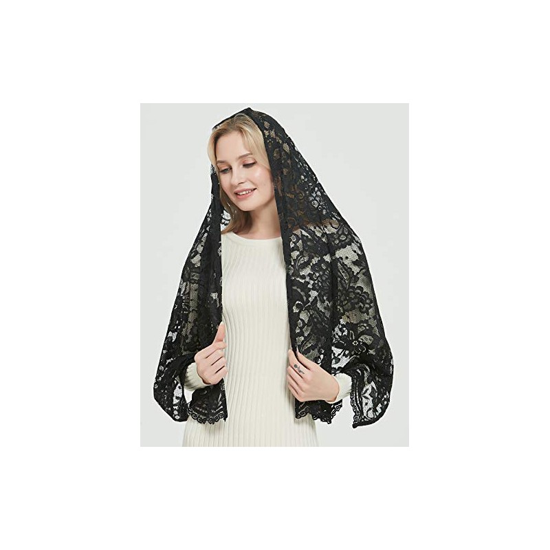Leimandy Black Lace Shawl Rectangular Veils for Women Church Veils