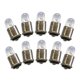 #327 LED Replacement Bulb | 28-Volt DC | Bi-Polar Contacts | Midget Flanged Base | Replaces Filament Bulb Numbers: 327, 387, 376, S3368-2, MS25237-327, AN3140-327 ((10-Pack; Bright White))