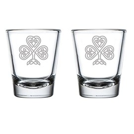 MIP Brand Set of 2 Shot Glasses 1.75oz Shot Glass Celtic Clover Shamrock
