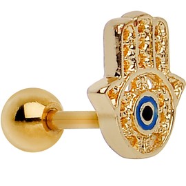 Body Candy Gold Plated Stainless Steel All-Seeing Hamsa Tragus Cartilage Earring