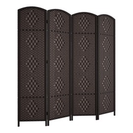 Rose Home Fashion 6 ft Tall Room Divider, Room Dividers and Folding Privacy Screens, 15.7in Privacy Screen 4 Panel Partition Temporary Wall Separation for Private, Dark Coffee