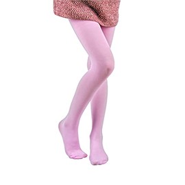 EVERSWE Girls Semi Opaque Footed Tights, Microfiber Tights (11-13, Pink)