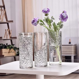 GIDARY 10-Inch Large Vase,Thick Weighted Clear Cylinder Glass Vases for Tables Centerpieces Vase, for Home Decor Flower Vase