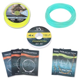 MAXIMUMCATCH Bestprice Fly Fishing Line (Weight Forward, Floating Fly Line) and Fly Line Combo with Backing Leader and Tippet (1F/2F/3F/4F/5F/6F/7F/8F/9F/10F) (Teal Combo, WF4F)