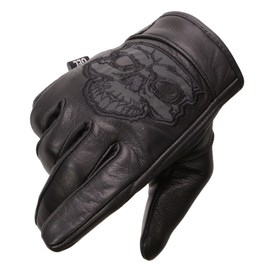 Milwaukee Leather MG7570 Men's ‘Reflective Skull’ Black Leather Gloves with Gel Palm (X-Large)