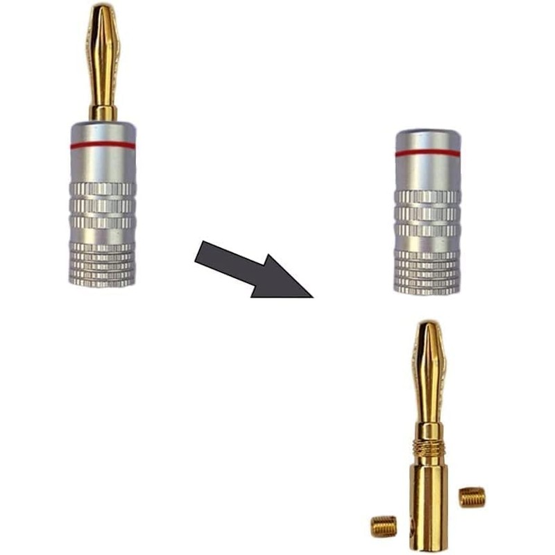 AMIUKON 24K Gold Plated Banana Plug Speaker Cable Connector Aluminum