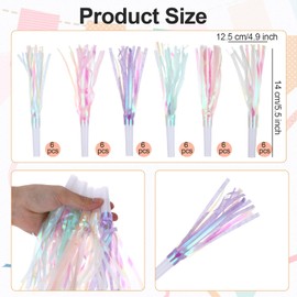 36 Pcs Colored Party Blowers, Sports Dance Princess Birthday Blowers Party Favors, Clappers Birthday Noise Makers Horns for Graduation, Glitter Fringed Graduation Blow Horn Noise Makers Supplies